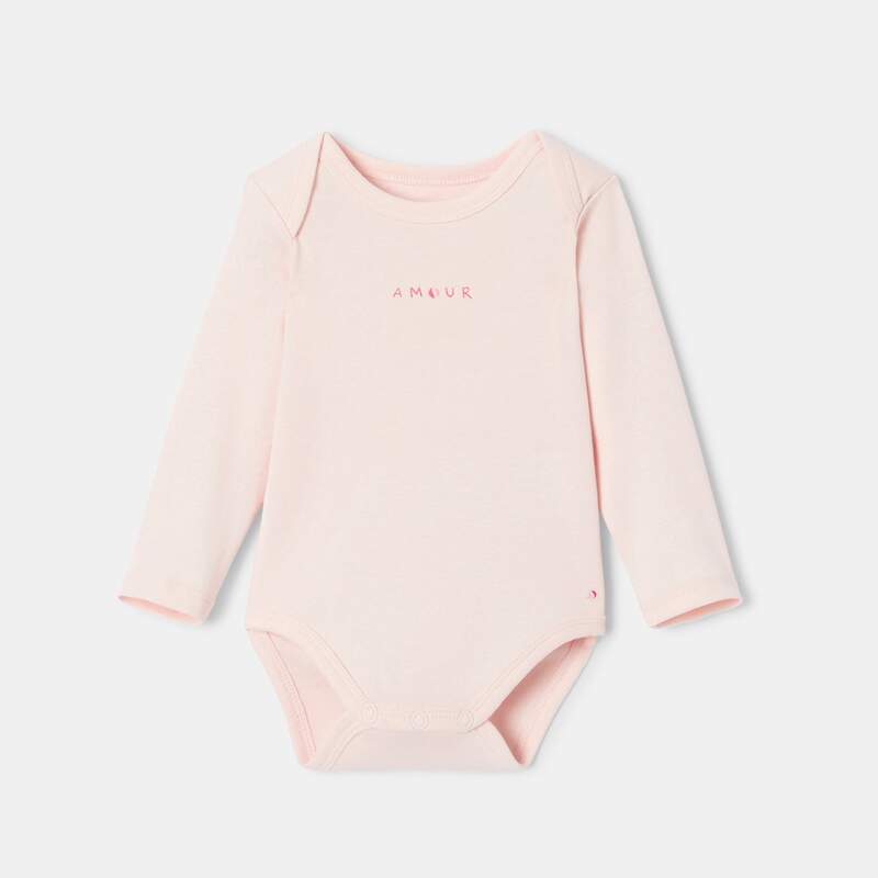 Lot de 3 bodies manches longues en coton bio rose mixte Absorba