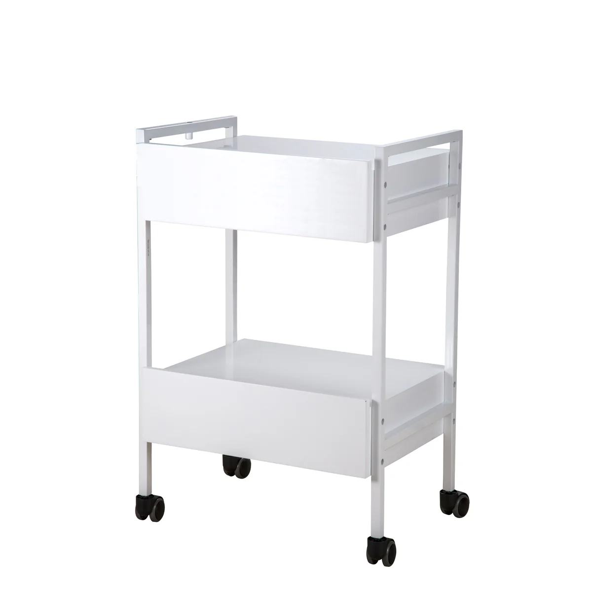 Trolley Blanc Roulettes 2 Tiroirs