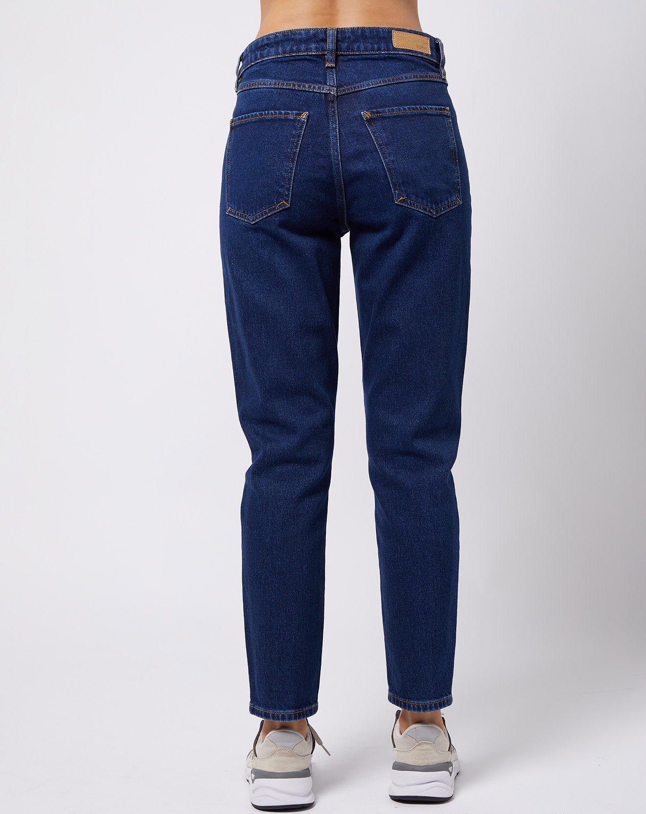 Esprit Jean Mom taille haute à jambes droites bleu foncé