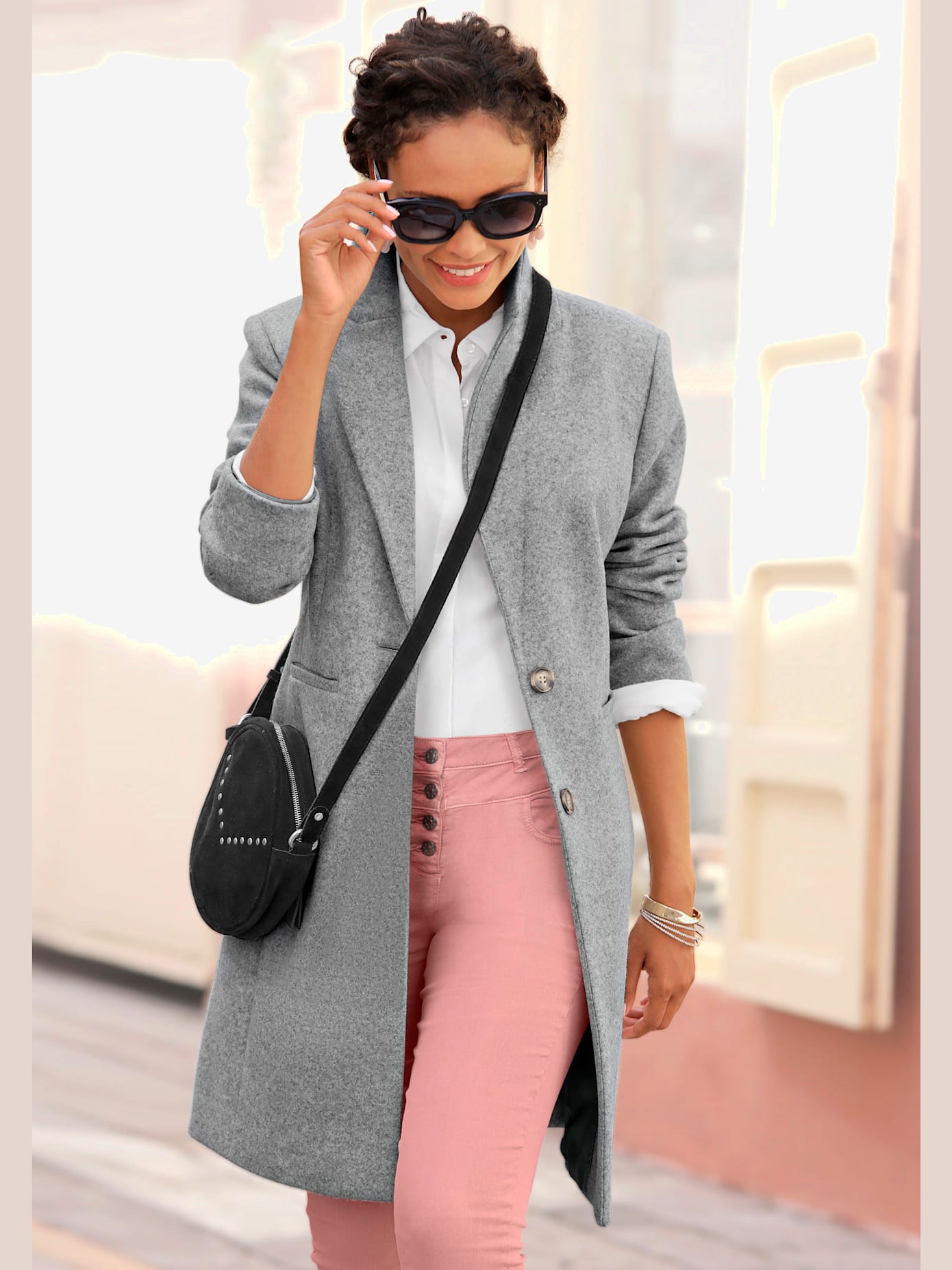 Manteau long, grand col à revers