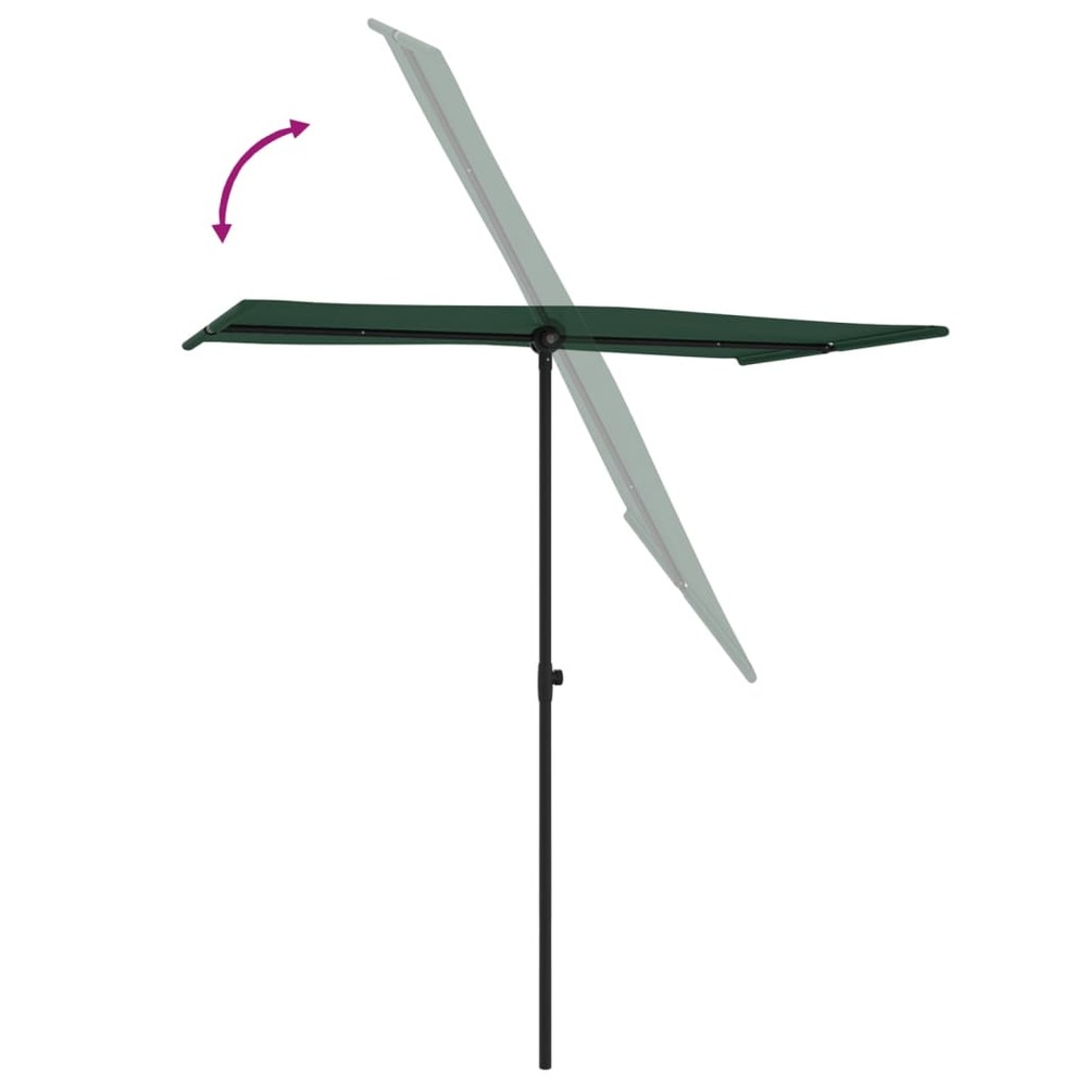 Parasol mobilier de jardin d'extérieur avec mât en aluminium 180 x 130 cm vert