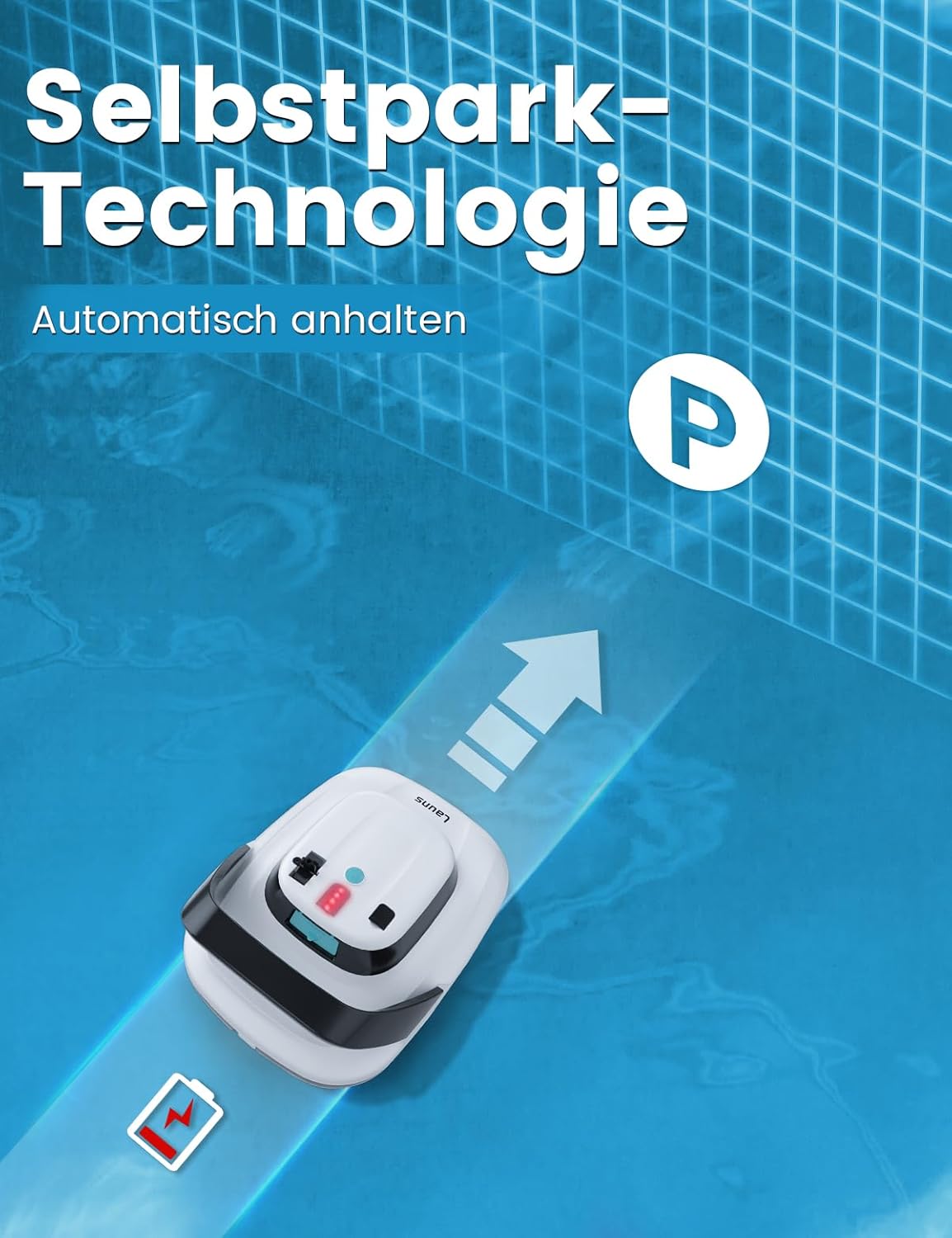 S1 Kabelloser Poolroboter, Dual-Motoren & Sauganschlüsse, automatischer Poolsaugroboter hält bis zu 90 Minuten, selbstparkend, ideal für oberirdische Pools (neu)