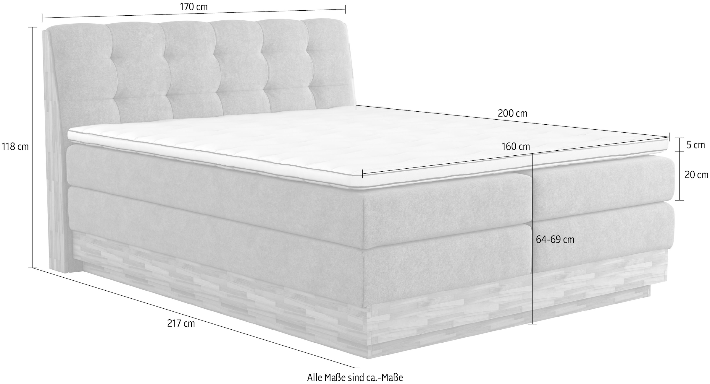 Home affaire Boxspringbett »Naome« Boxspringbett, Inklusive Topper