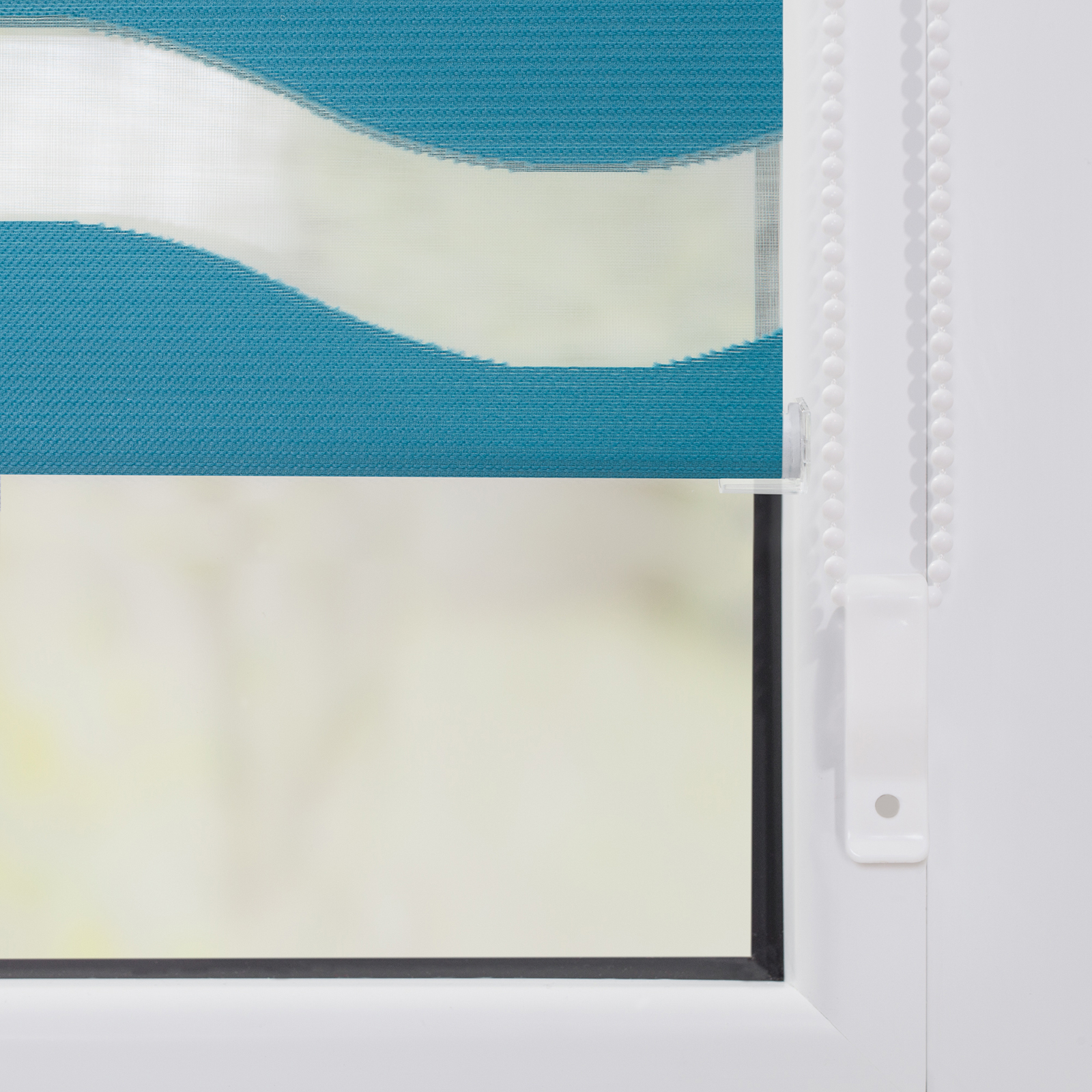 LICHTBLICK Doppelrollo - petrol - Wellen - 70x150 cm