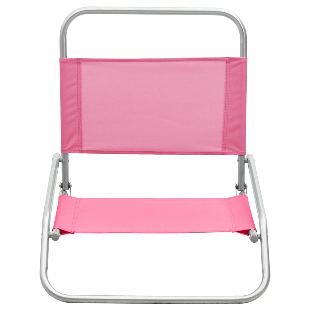 Chaises de plage pliables 2 pcs rose tissu
