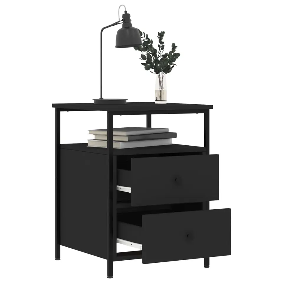 vidaXL - Nachtkastje - Zwart - Bewerkt hout - 2 stuks