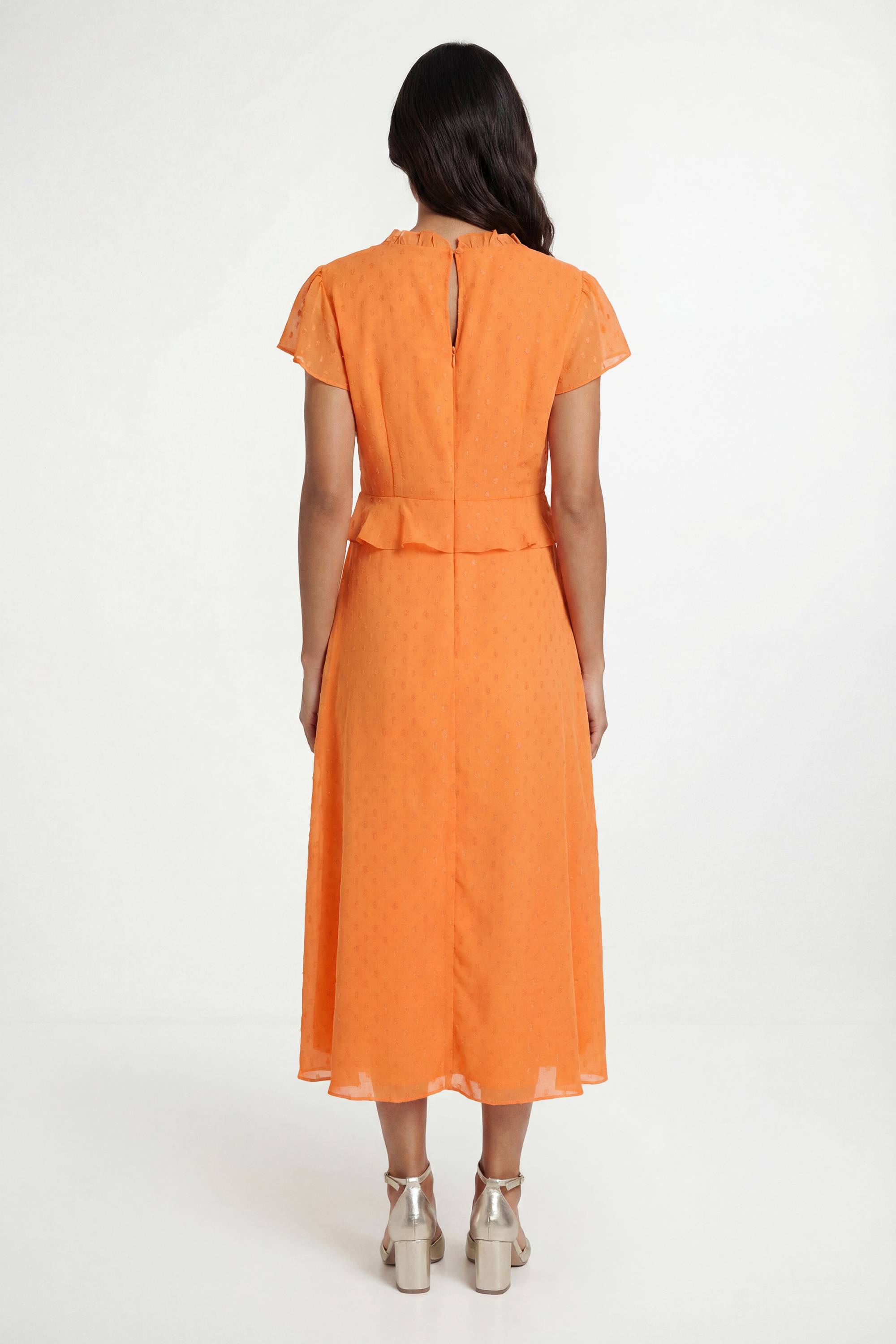 Wallis Robe Midi À Volants Et Pois Métallisés