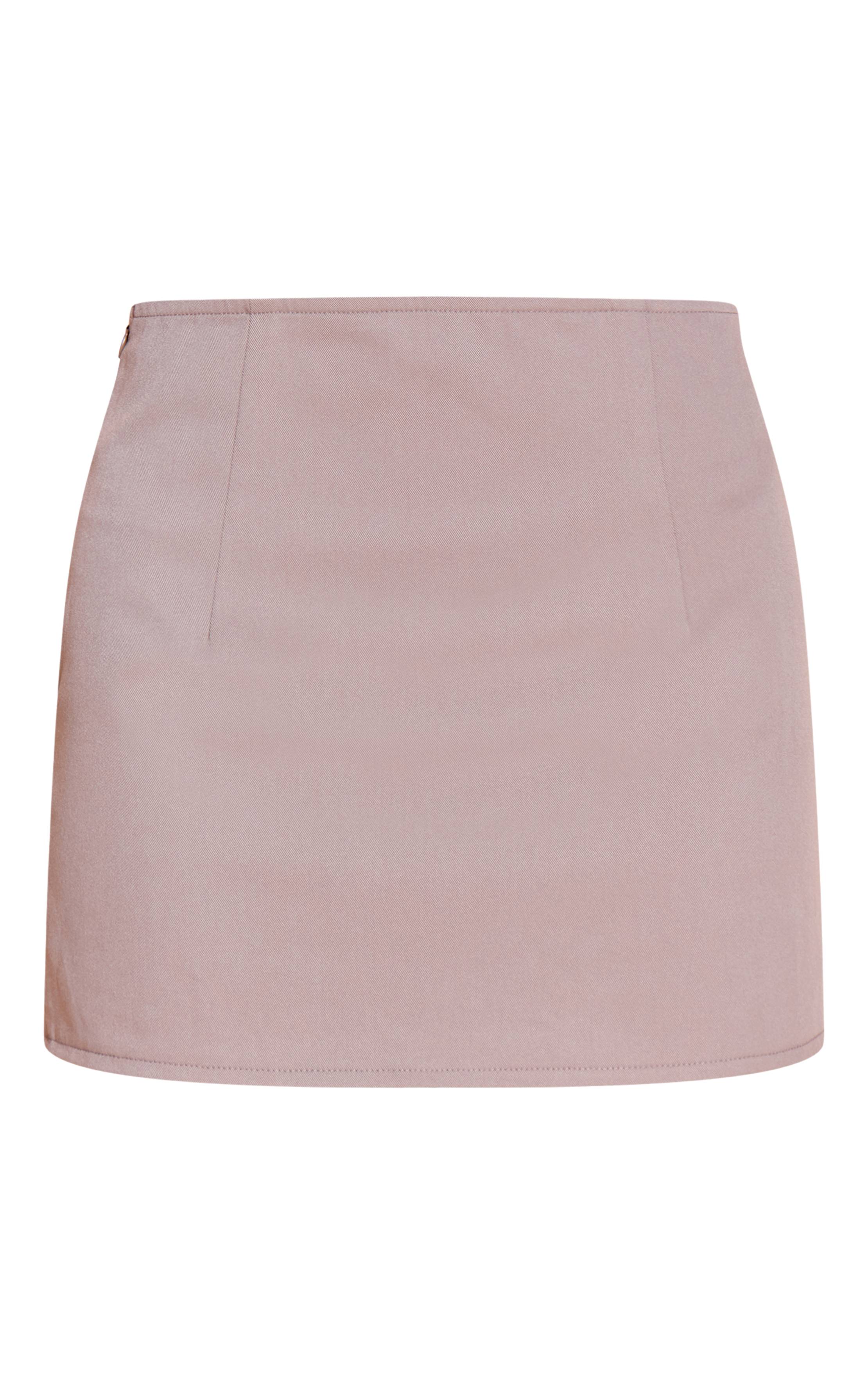 Taupe Jupe Micro Mini Ajustée À Rayures Tennis Tissée Coordonnée