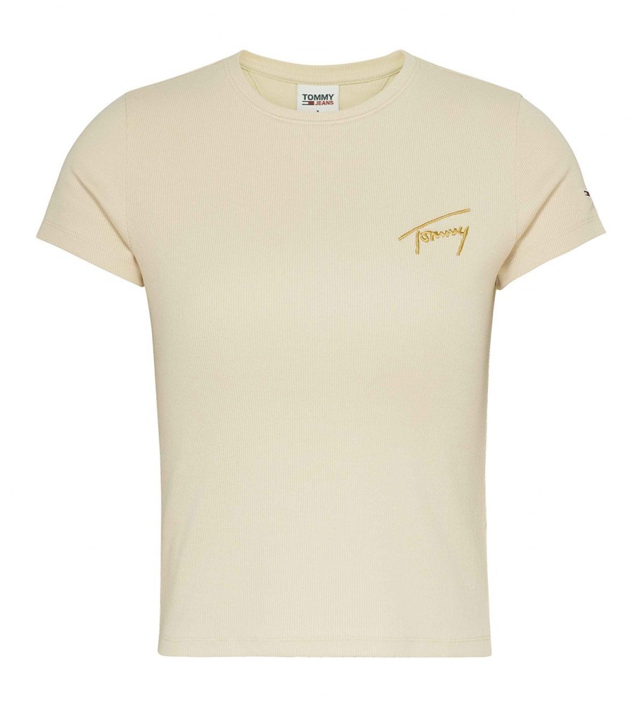 Camiseta Tommy Jeans Gold Signature bege
