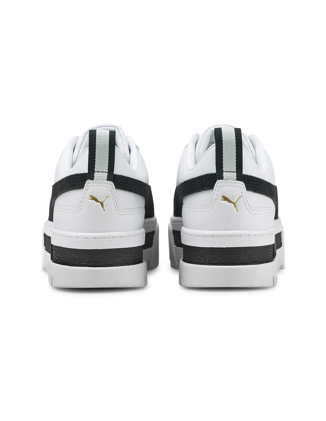 puma sneakers compensées femme mayze lth cuir blanc/noir