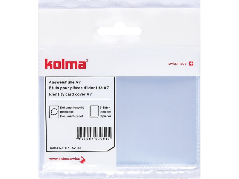Kolma Ausweishalter A7 CopyResistant Transparent, 3 Stück Dokumentenechte Ausweishülle