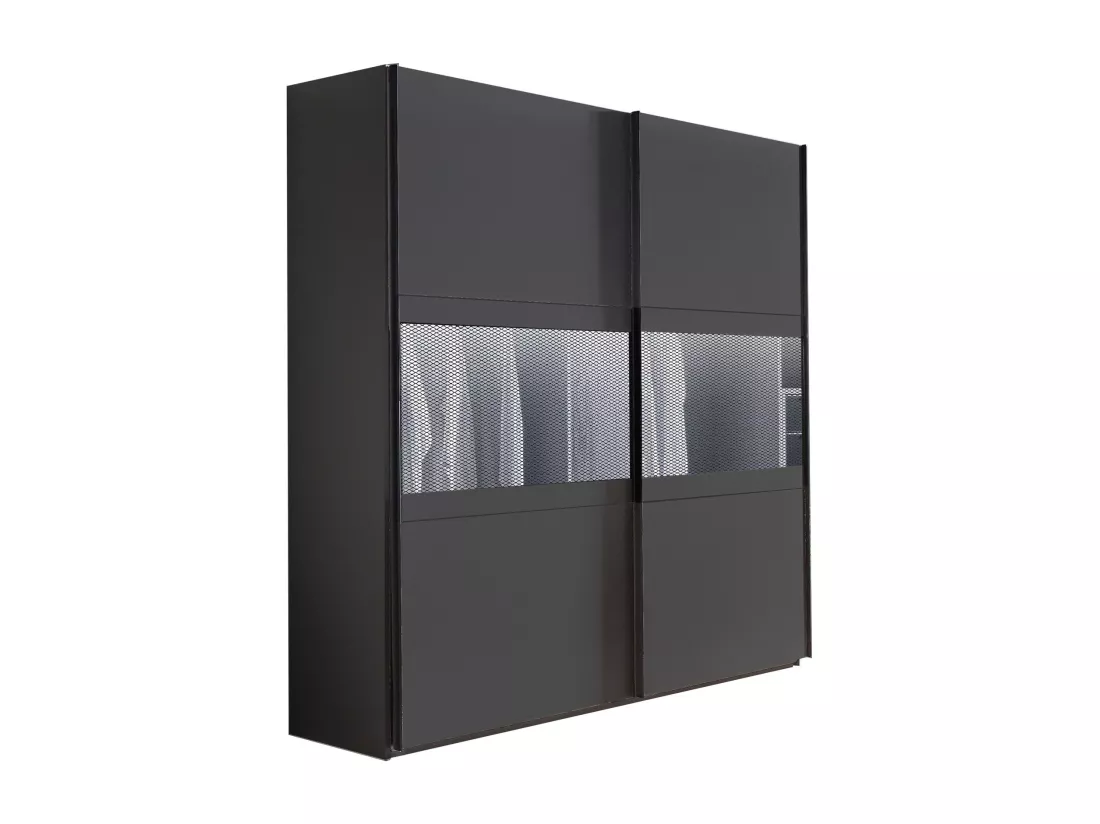 Ensemble de chambre à coucher ( armoire+ lit + 2 chevets ) coloris graphite, rechampis graphite
