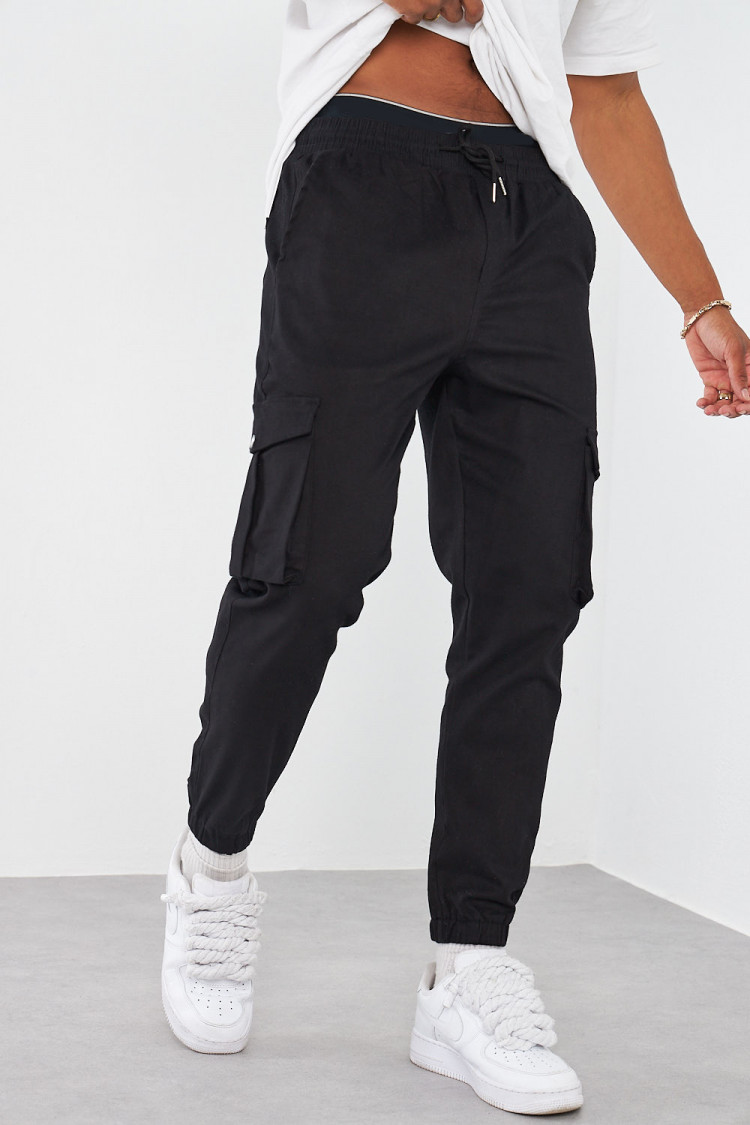 Joggerpant noir cargo