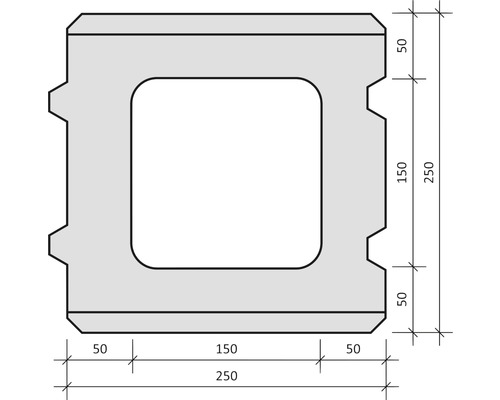 Bellamur antraciet halfsteens muurblok, 25 cm x 25 cm x 20 cm