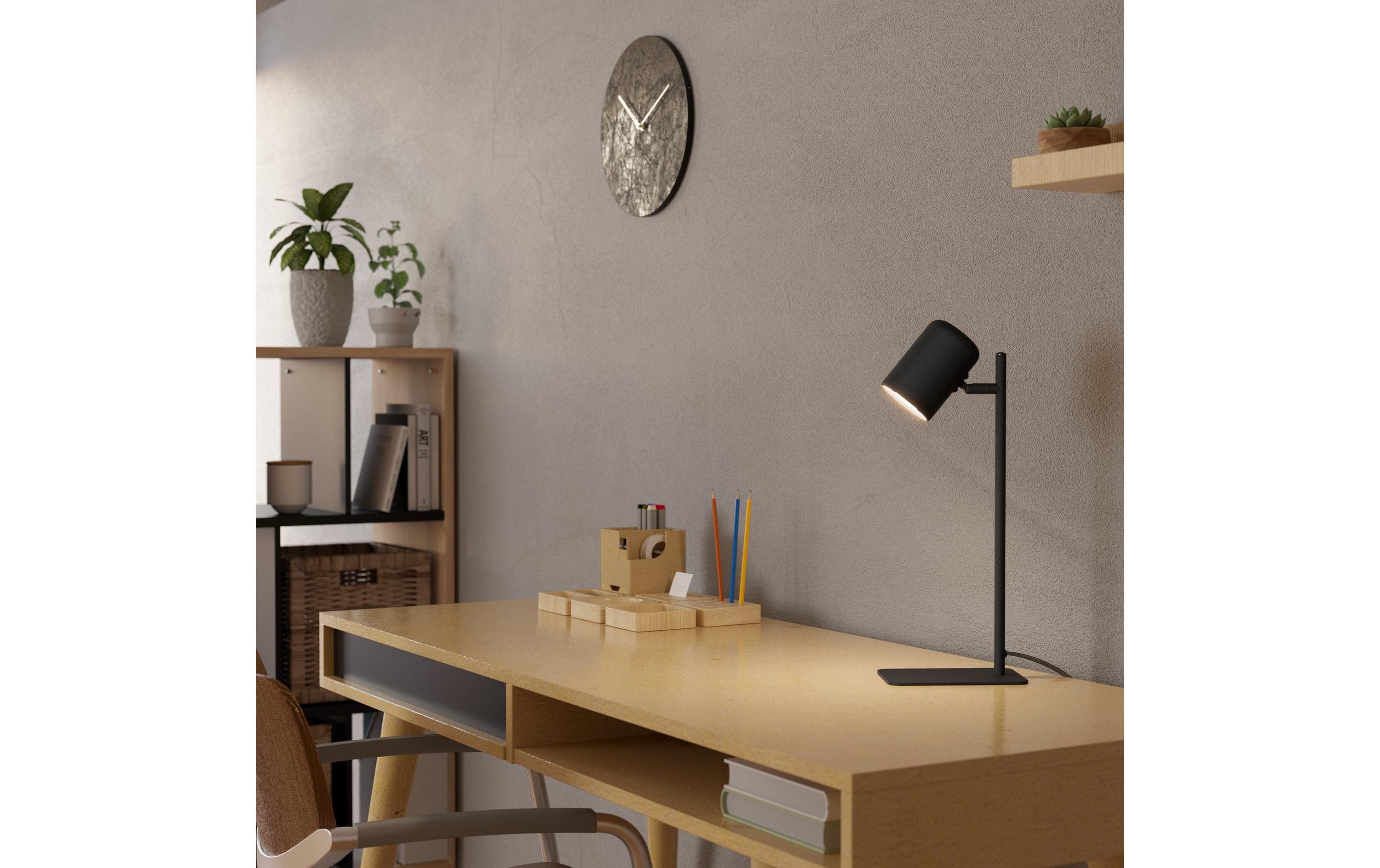 Tischleuchte Tischleuchte CEPPINO Schwarz GU10 1 x 4.5WTischleuchte mit Kabelschalter, schwenkbarem Leuchtenkopf und inklusive LED