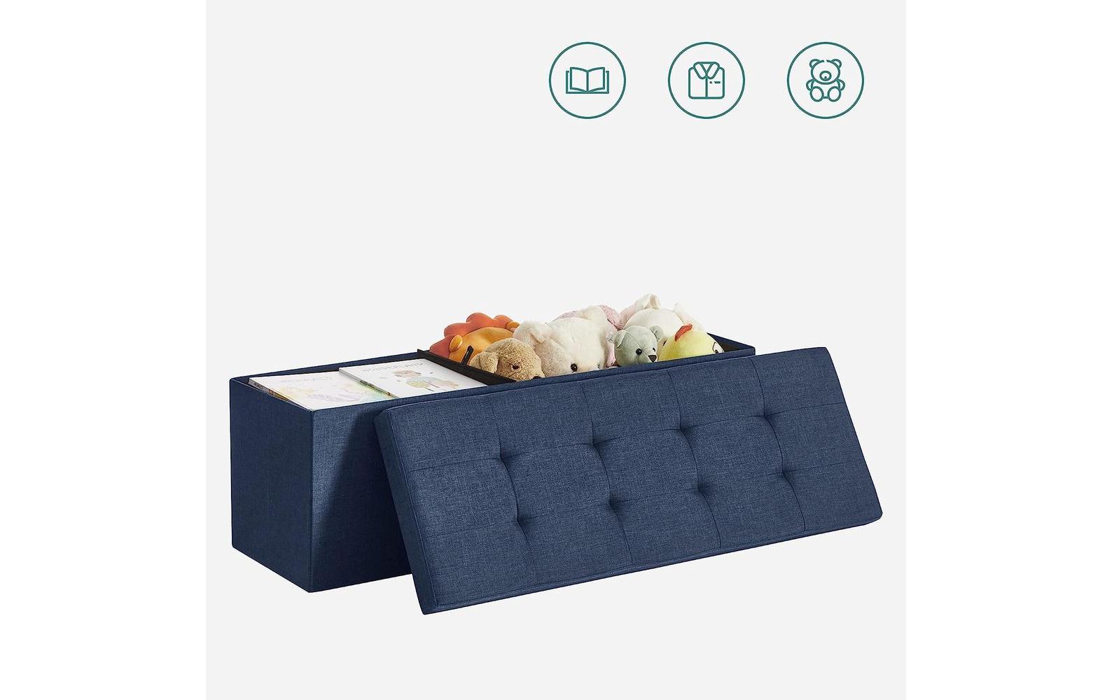 Sitztruhe mit Aufbewahrung 110 x 38 cm, BlauTruhenbank