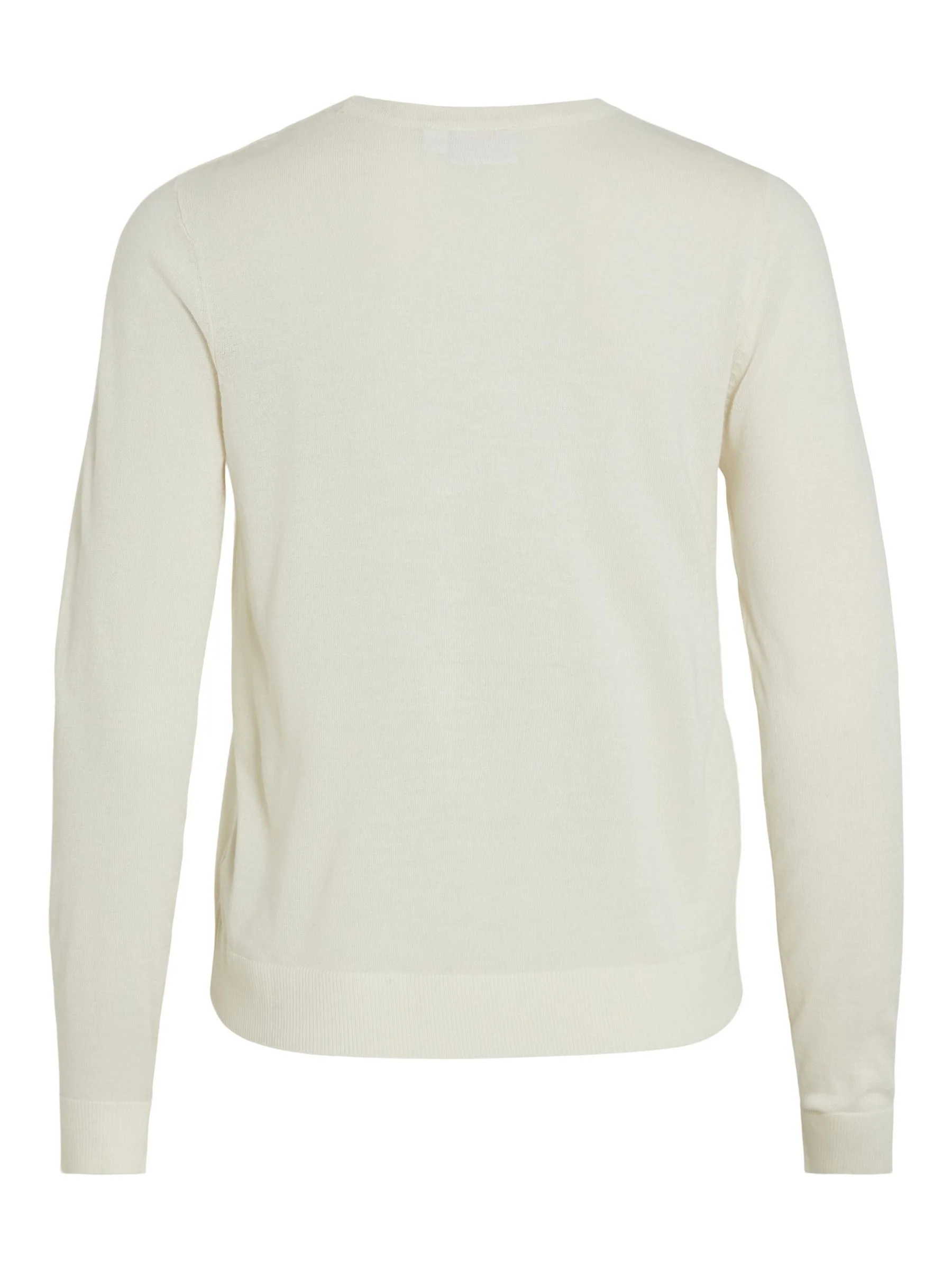 Vila  Viabella Open O-Neck L/S striktrøje - Egret