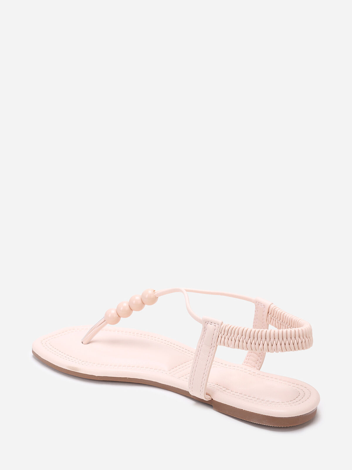 Nu-pieds carrés à perles- Beige