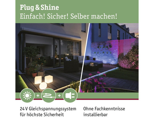 Paulmann Plug & Shine aansluitkabel IP68 1in-2out 1,0 m zwart 24V