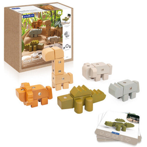 Guidecraft blokken met drukknopen - dieren - 33st