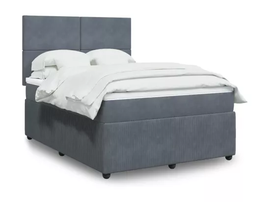 Sommier à lattes de lit et matelas Gris foncé 140x190cm Velours