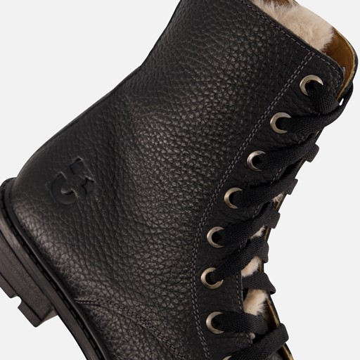 Muyters Veterboots Fur zwart Leer
