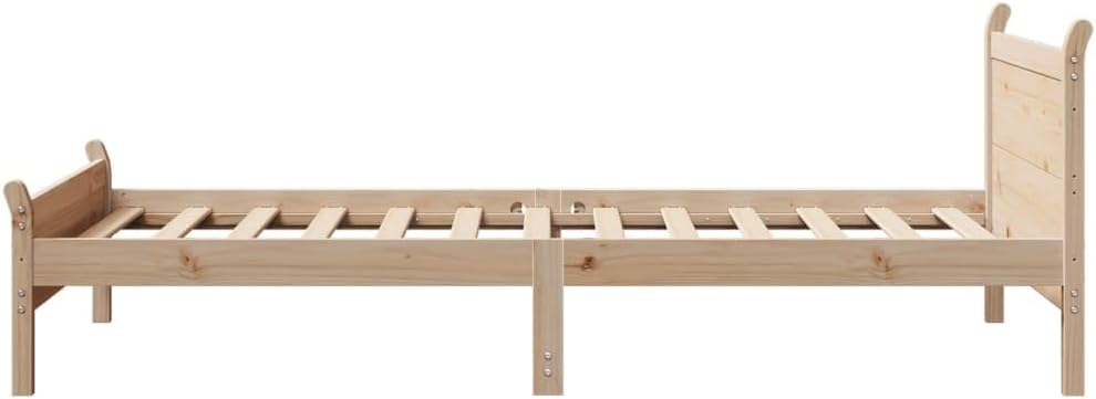 vidaXL Massivholzbett, Holzbett ohne Matratze, Bettgestell mit Kopfteil Lattenrost, Bett Einzelbett für Schlafzimmer, 90x200cm Kiefernholz