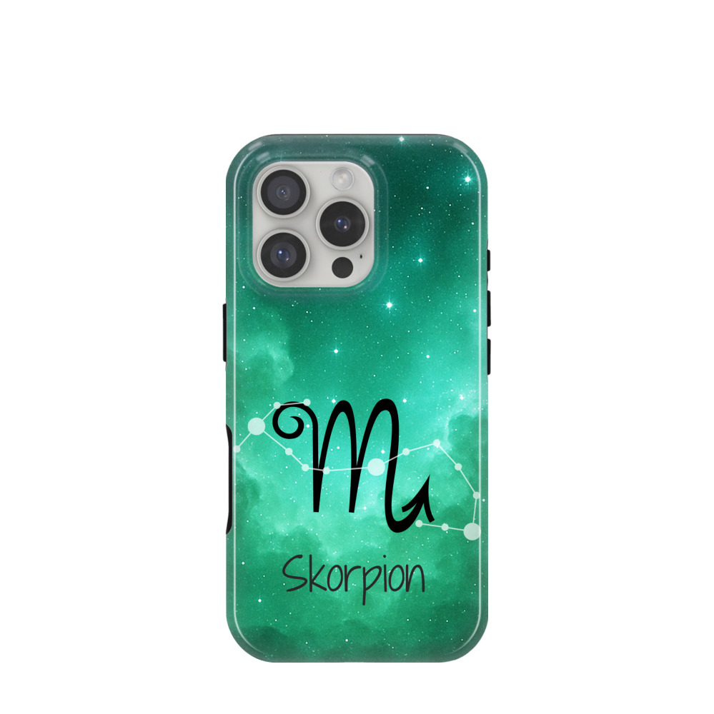 iPhone 16 Pro Hybrid (Kunststoff / Gummi) Hülle Skorpion 2 - Grün