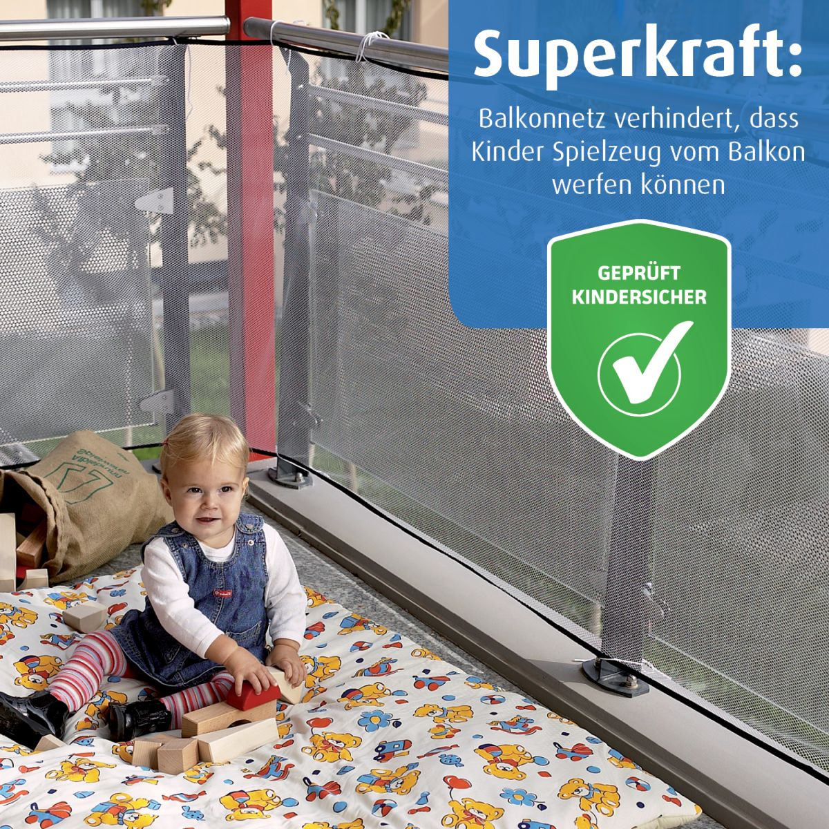 (294x94cm) Kinder Balkon Schutz Netz Baby Sicherheits Schutznetz (R71743) - Weiss