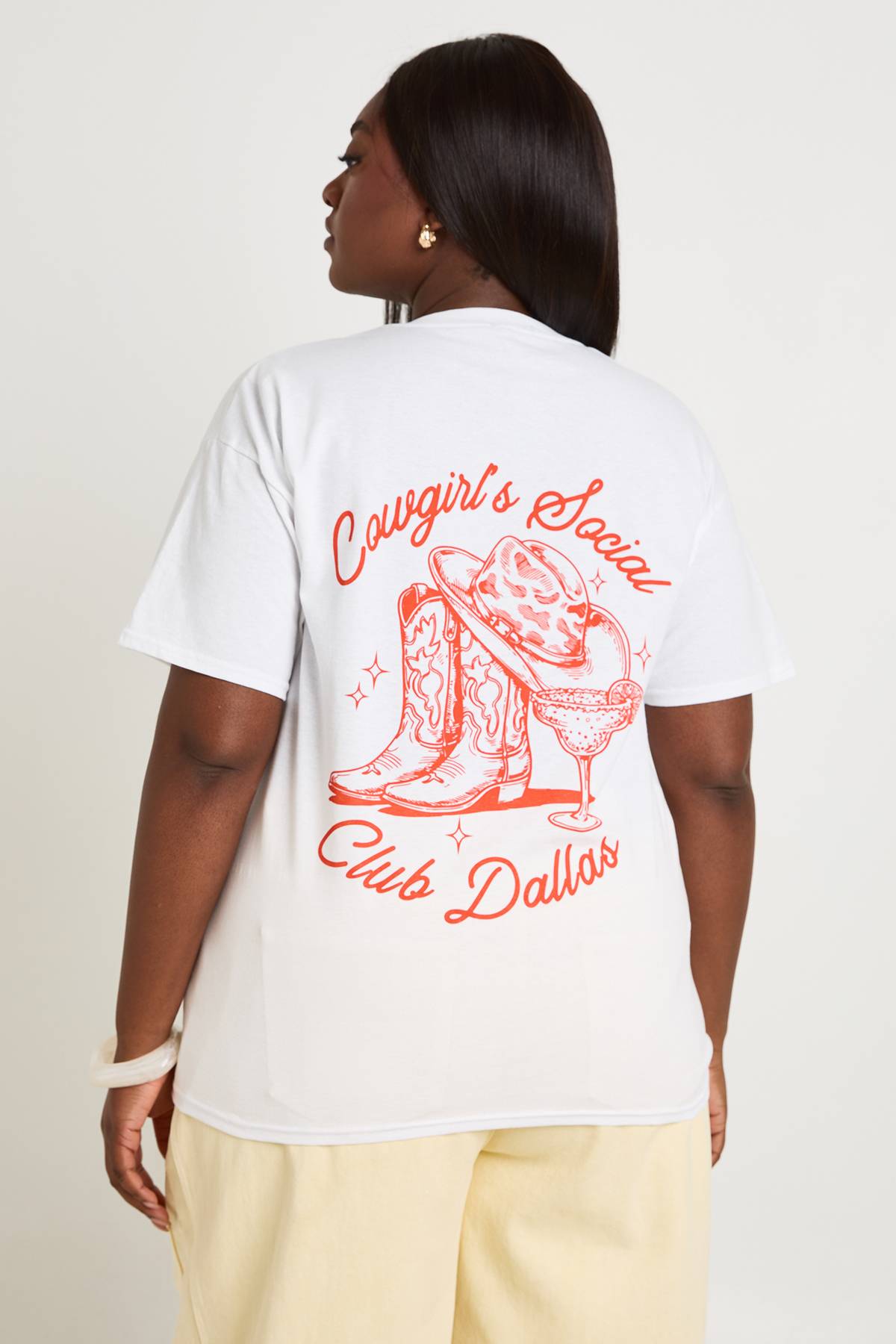 boohoo T-shirt Oversize Grande Taille Motif Cowgirl Social