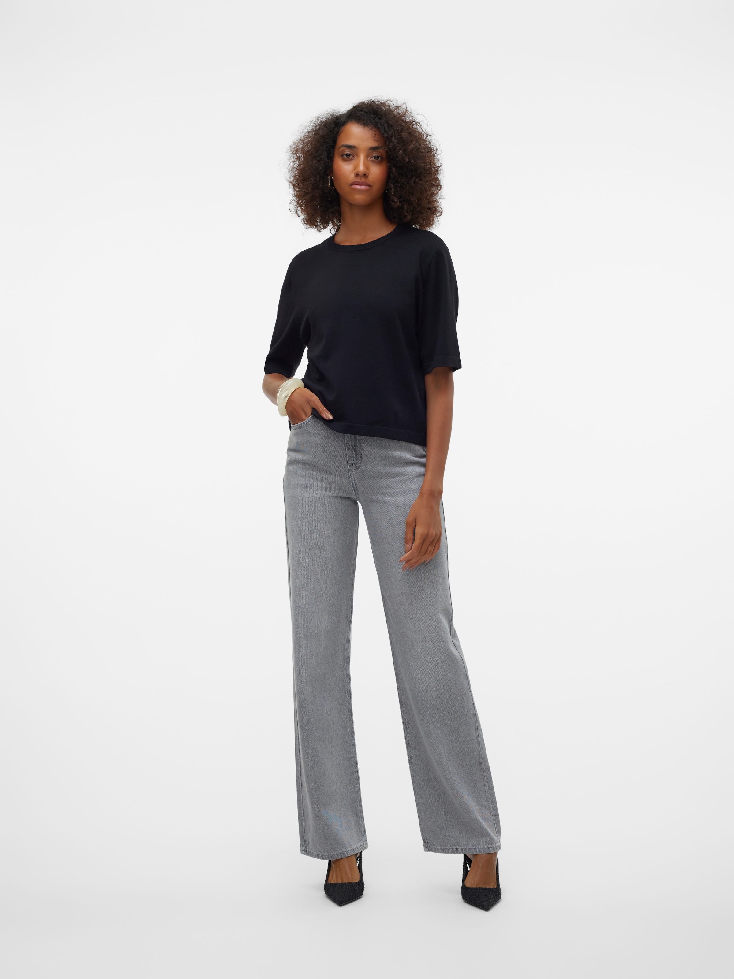 Vero Moda Kurzarmpullover »VMSILJE 2/4 O-NCK OVERSIZE PULL GA NOOS«