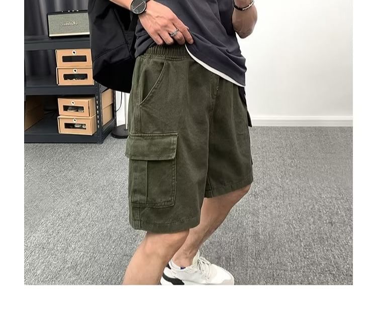 Cowpow - Hoge taille, effen, wijde cargoshorts