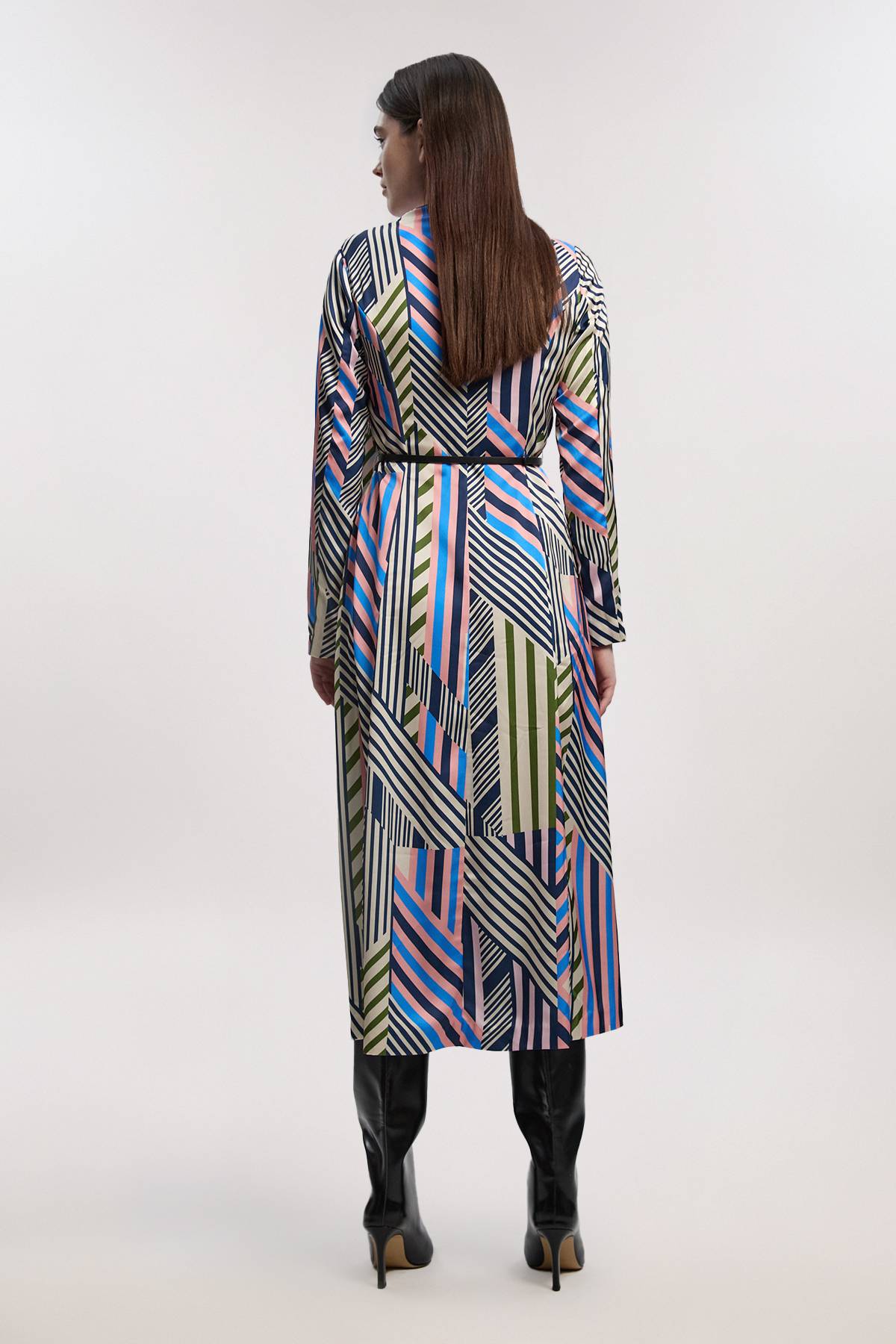 KarenMillen Robe Maxi Tissée Satinée À Col Cache-cœur Et Imprimé Géométrique