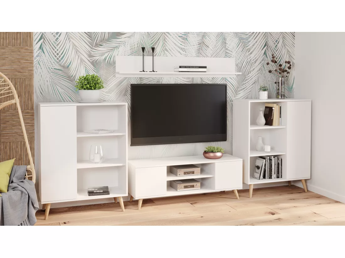 Bibliothèque scandinave FAMMY - Blanc