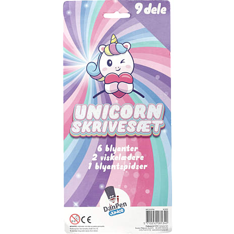 Danpen Junior skrivesæt 9 dele - unicorn