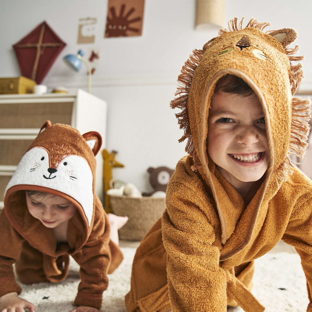 LA REDOUTE INTERIEURS<br>Roupão de banho infantil com capuz em sarja de algodão orgânico