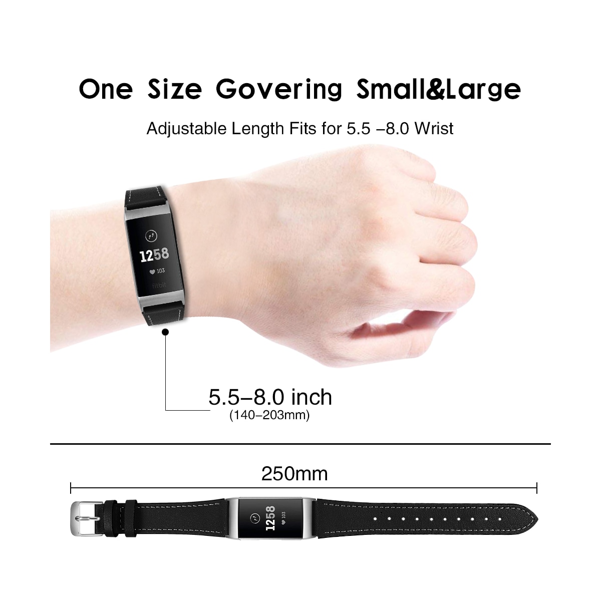 Fitbit Charge 3/4 armbånd Leather Black