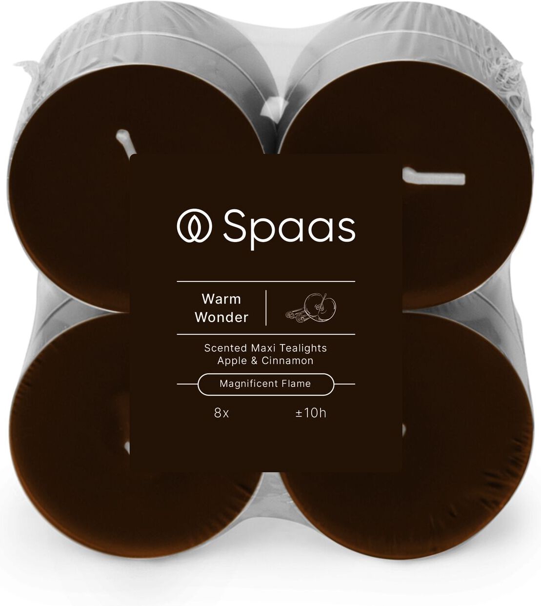 Spaas geurkaars Essential collection Warm Wonder bruin 10 uur D 6 H 2,1 cm 8 stuks