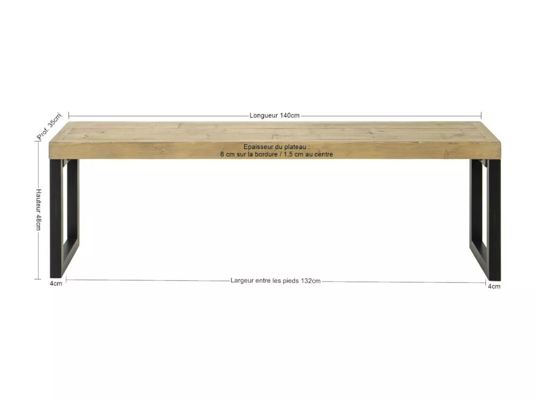 Banc de table en bois recyclé 140 cm AUCKLAND