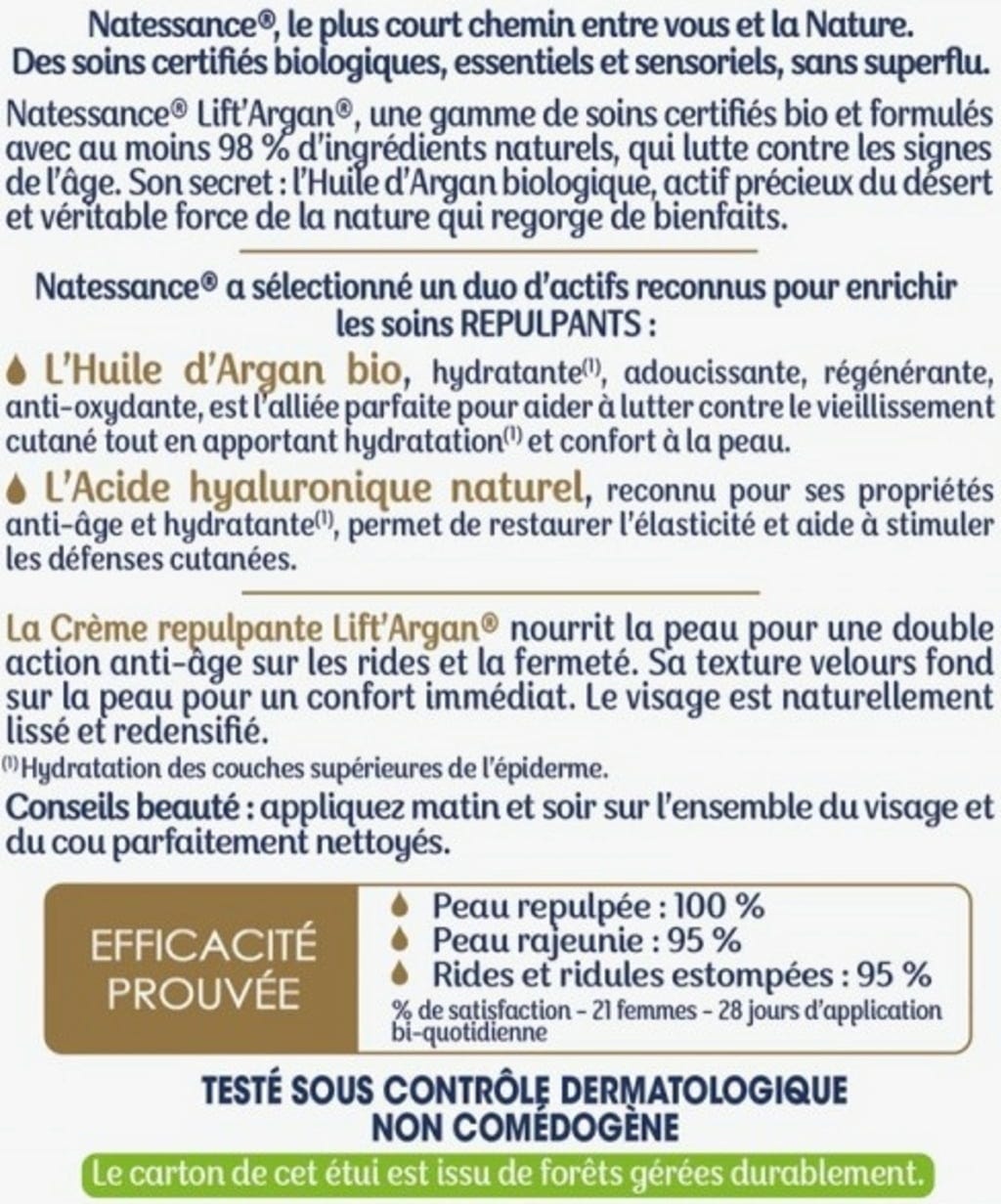 Natessance  Lift'Argan Aufpolsternde Creme, 50 ml