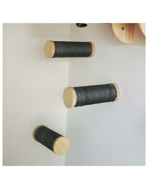 All For Paws Skywalk - Medium Step Post Playground - 3 Pack - Wandkrabpaal - 29x10x28 cm Grijs
