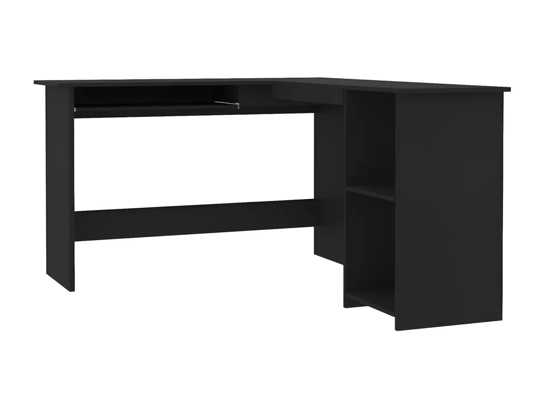 Bureau d'angle en forme de L Noir 120x140x75 cm Aggloméré