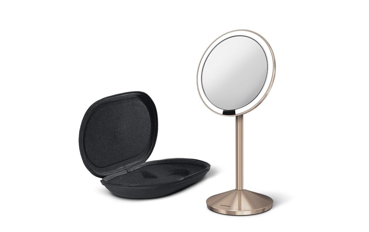 Kosmetikspiegel mit Sensor 12 cm Rosegold<br>Beleuchteter Spiegel, Ø 12 cm