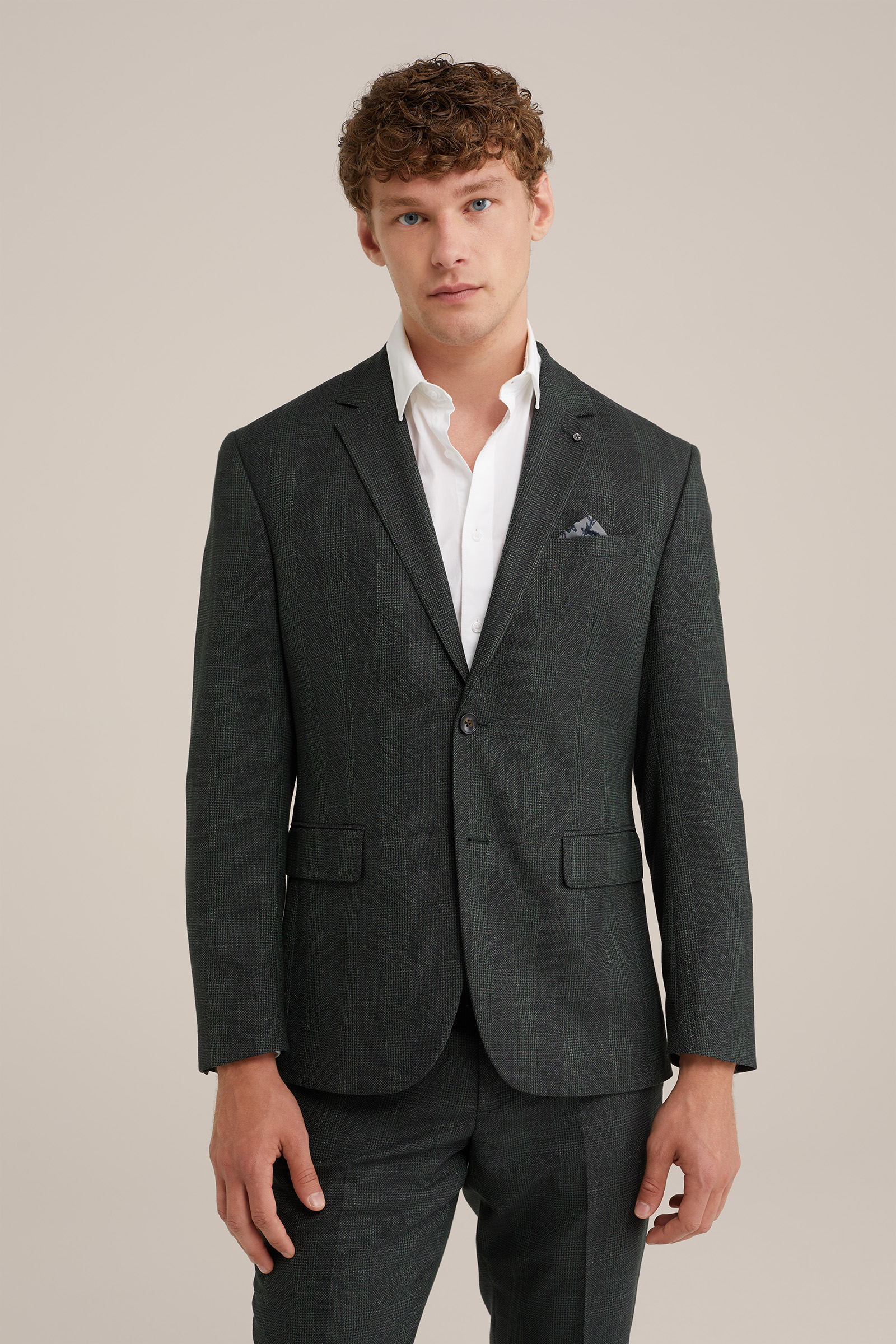 slim fit blazer met dessin WE Fashion Donkergroen