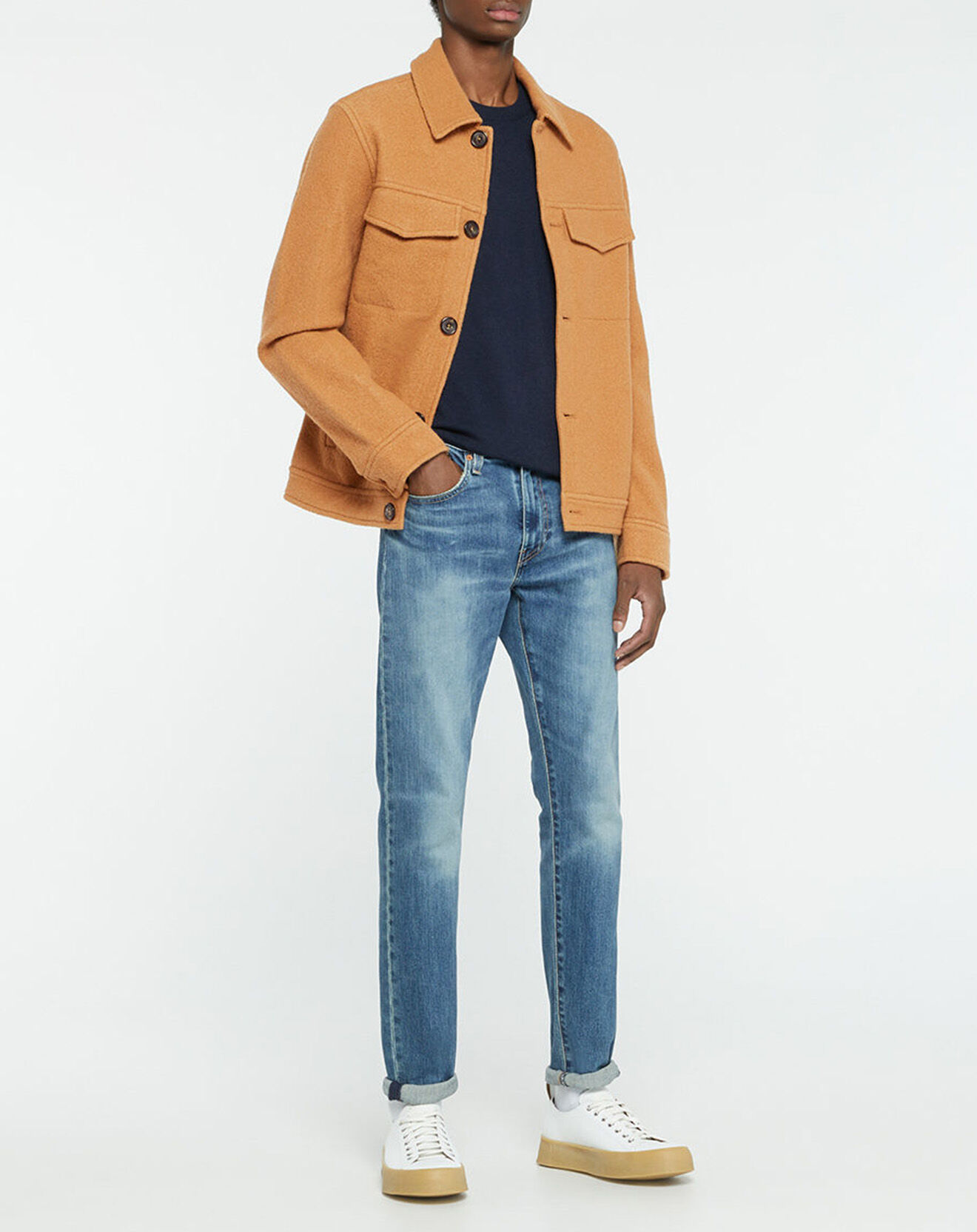 Galeries Lafayette Blouson 100% Laine Tilano Milano tricot camel