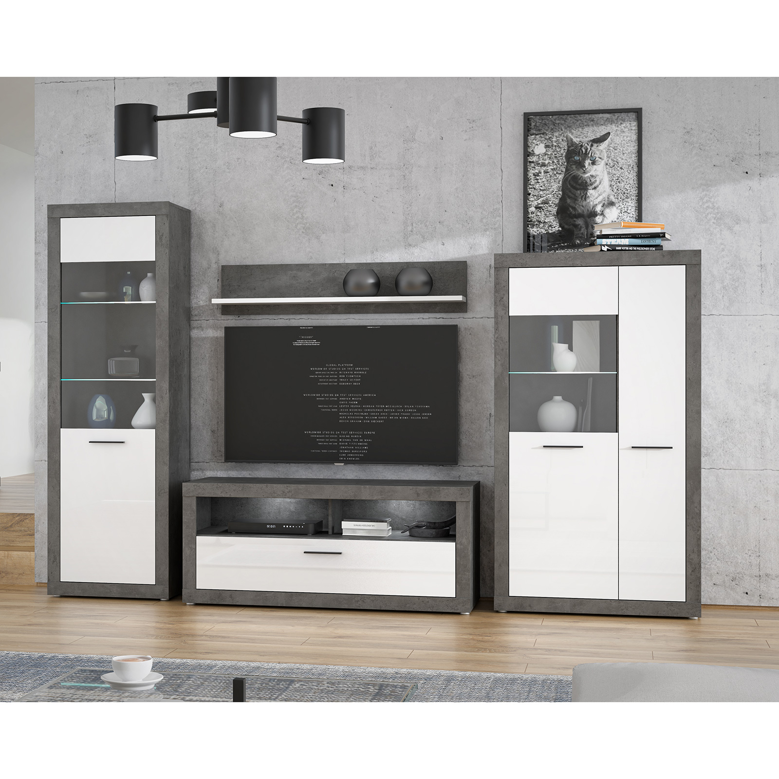 Wandboard - Betonoptik - weiß - 125 cm breit