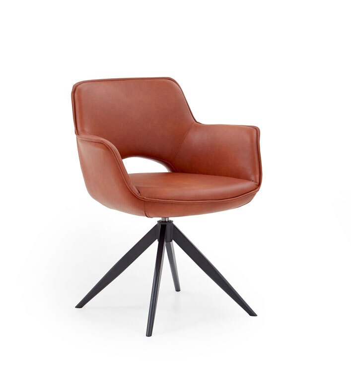 Stuhl CHESTER mit Armlehnen Leder Cognac/schwarz