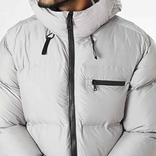Doudoune Capuche Longue Gris