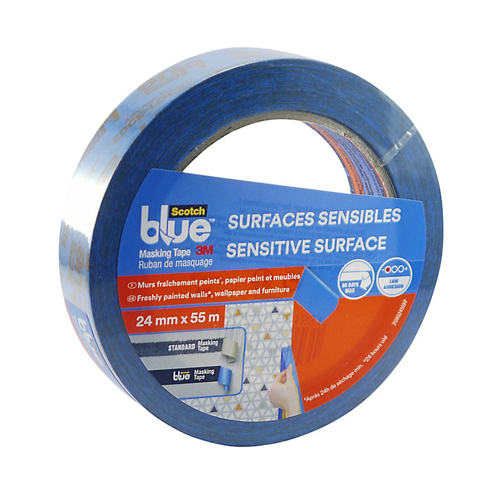 Ruban de masquage pour surfaces sensibles 55 m x 24 mm - 1 rouleau
