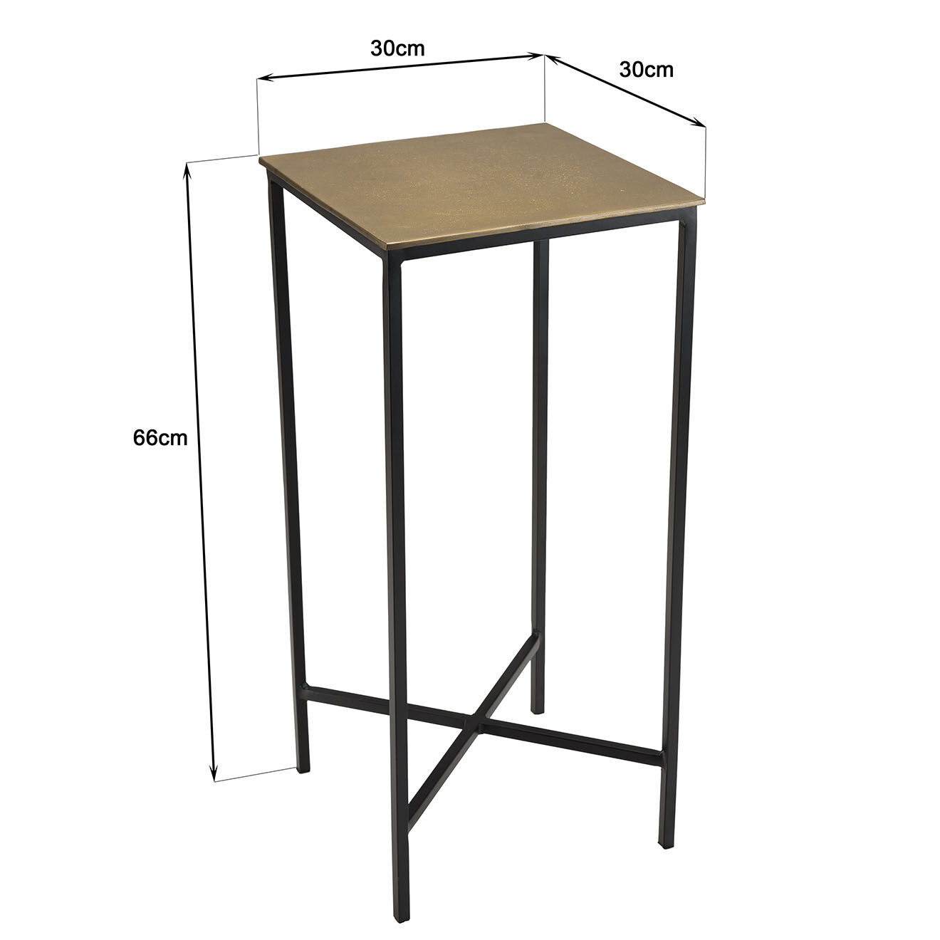 Macabane Table d'appoint carrée plateau Jonas doré/noir - 30x30x66 cm